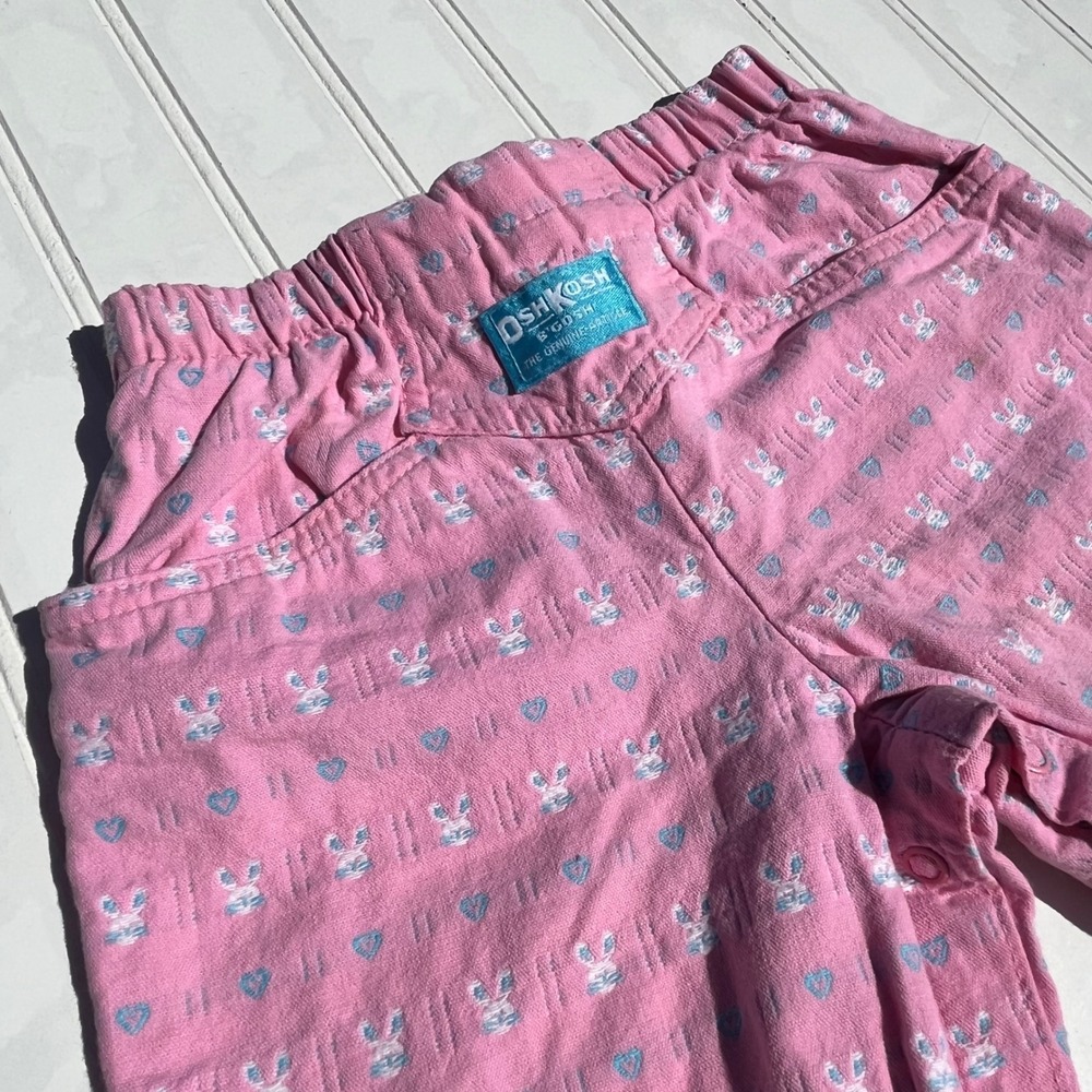 OshKosh Bgosh Vintage Pink Bunny Heart Print Pants 12M Baby Girl 100% Cotton - Picture 5 of 8